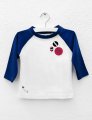 Wild One - Baby & Kids Baseball Raglan Shirt –Buttons–white/blue