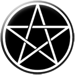 Pentagramm mit Kreis weiß - zum Schließen ins Bild klicken