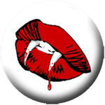 roter Mund mit Vampirzähnen - zum Schließen ins Bild klicken