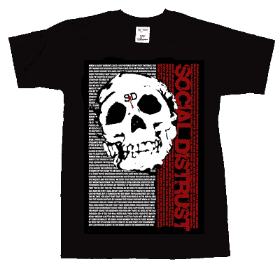 Social Distrust/ Skull Und Schrift T-Shirt - Click Image to Close
