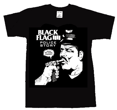 Black Flag/ Police Story T-Shirt - Click Image to Close